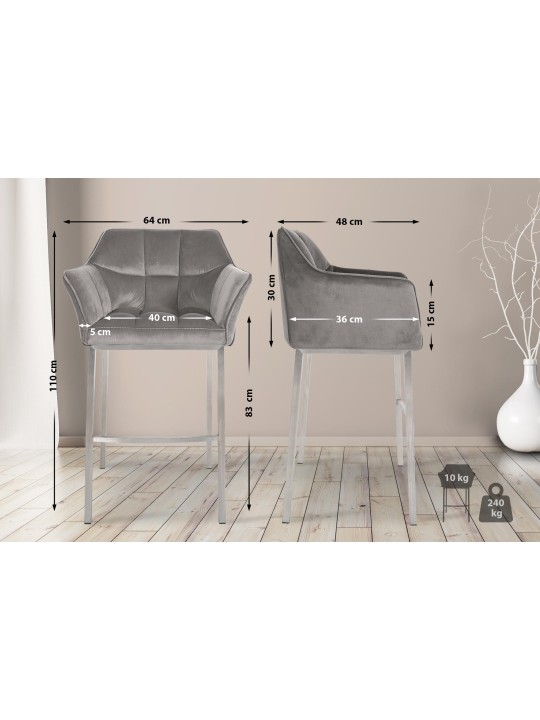 Baarijakkara Damaso E samettia 4 jalan rungolla, harmaa