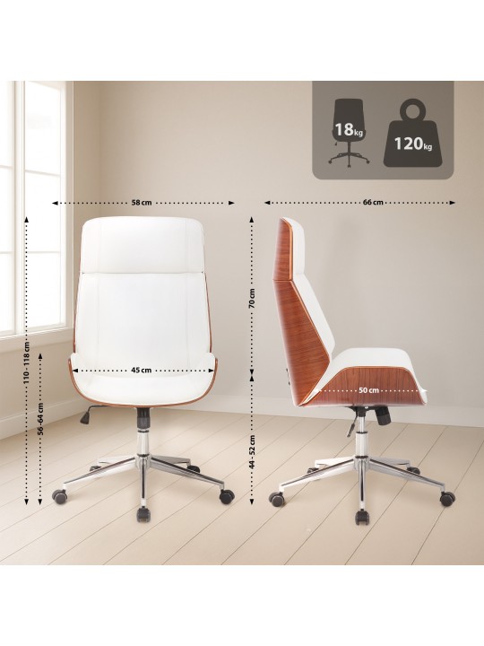 Työtuoli Varel keinonahkaa, pähkinä/valkoinen