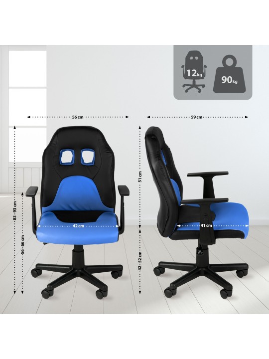 Hauska lasten työtuoli, musta/sininen