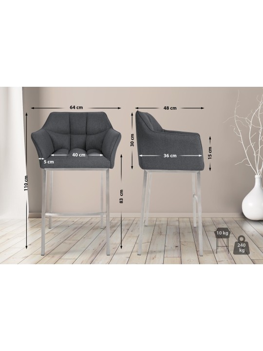 Baarijakkara Damaso E -huopa 4 jalan rungolla, harmaa