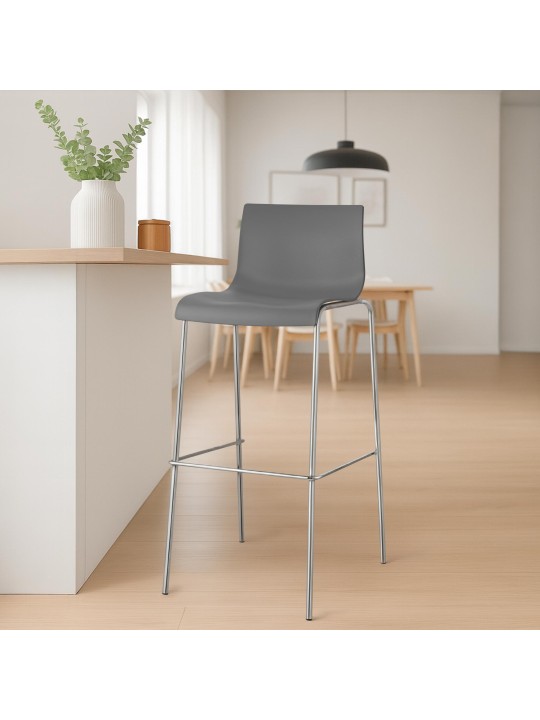 2 baarijakkaran setti Hoover muovinen 4-jalkainen runko kromi, harmaa