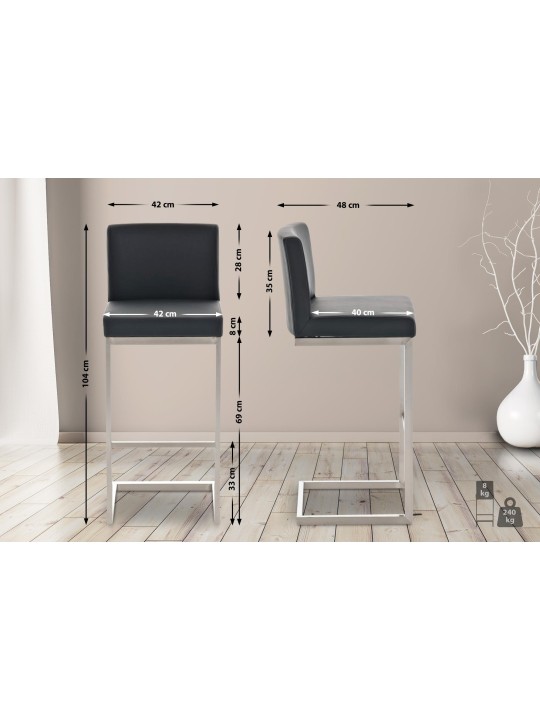 2 baarituolia Paros keinonahkaa, musta