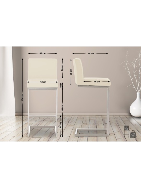 2 baarituolia Paros keinonahkaa, kermanvärinen