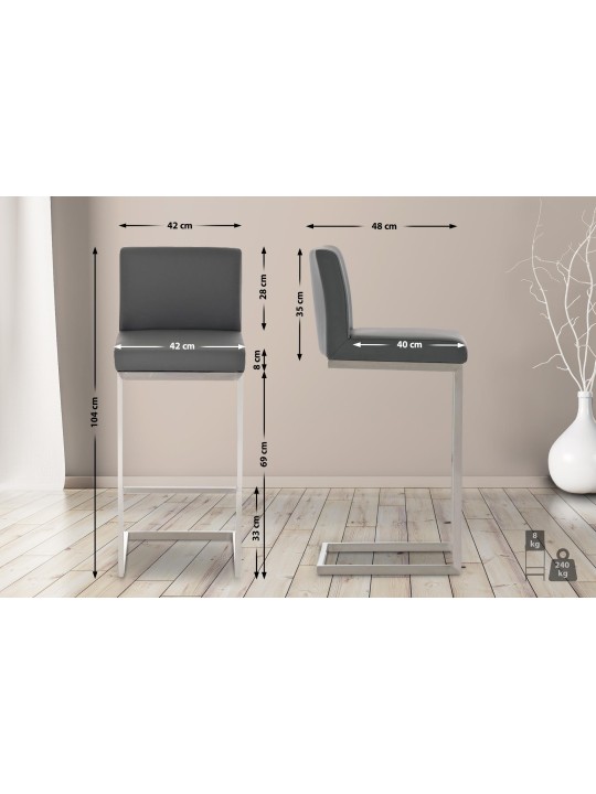 2 baarituolia Paros keinonahkaa, harmaa