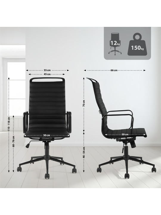 Nelson keinonahkainen työtuoli, musta