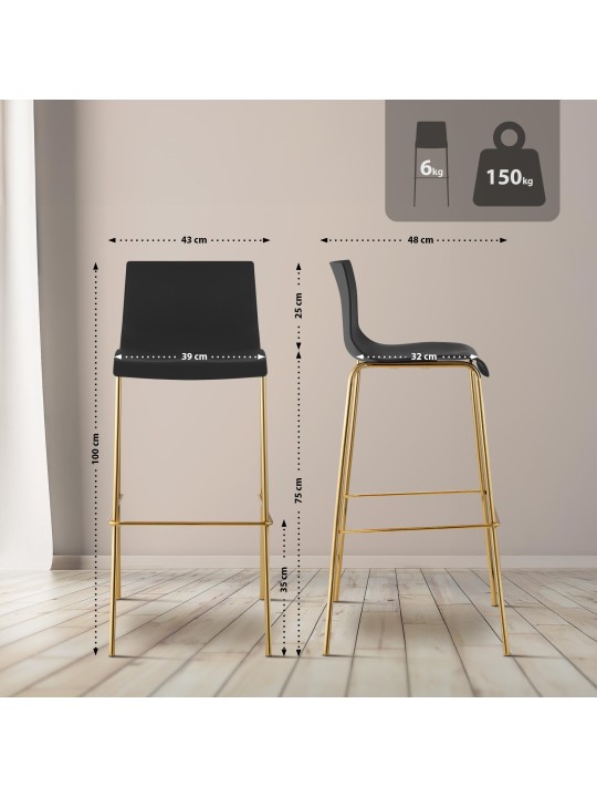 2 baarijakkaran setti Hoover muovia 4 jalkaa kultaa, musta