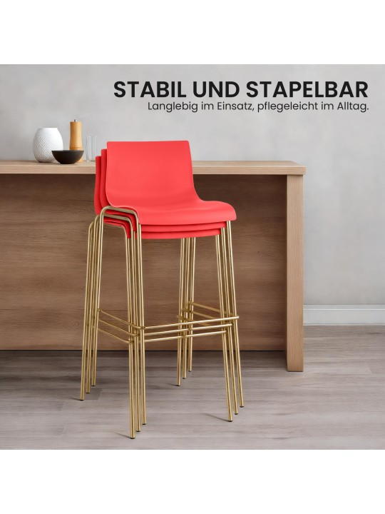 2 baarijakkaran setti Hoover muovia 4 jalkaa kultaa, punainen 2 baarijakkaran setti Hoover muovia 4 jalkaa kultaa, punainen