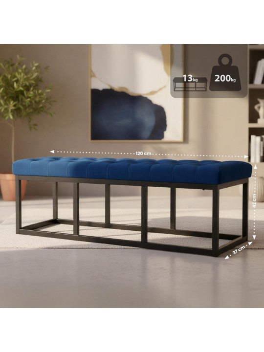 Polson samettipenkki 120 cm, sininen