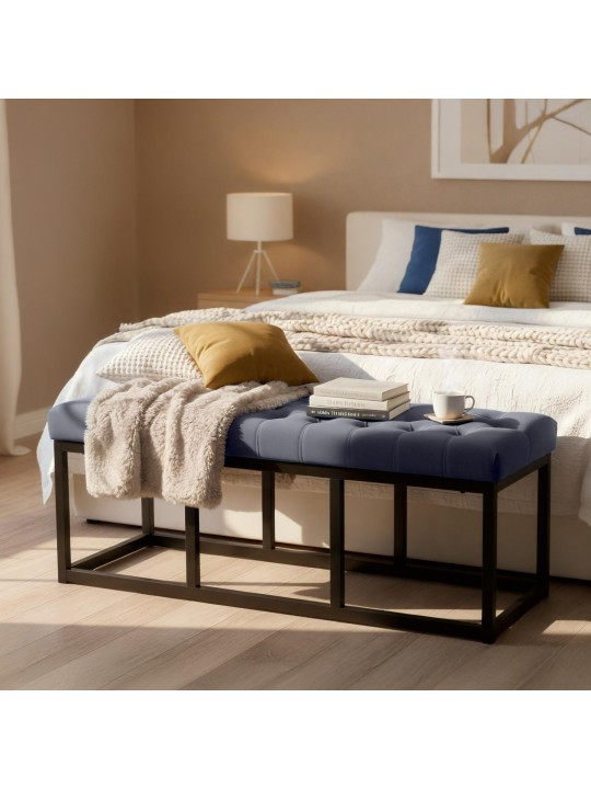 Polson samettipenkki 120 cm, harmaa Polson samettipenkki 120 cm, harmaa