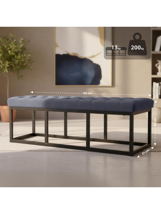 Polson samettipenkki 120 cm, harmaa Polson samettipenkki 120 cm, harmaa