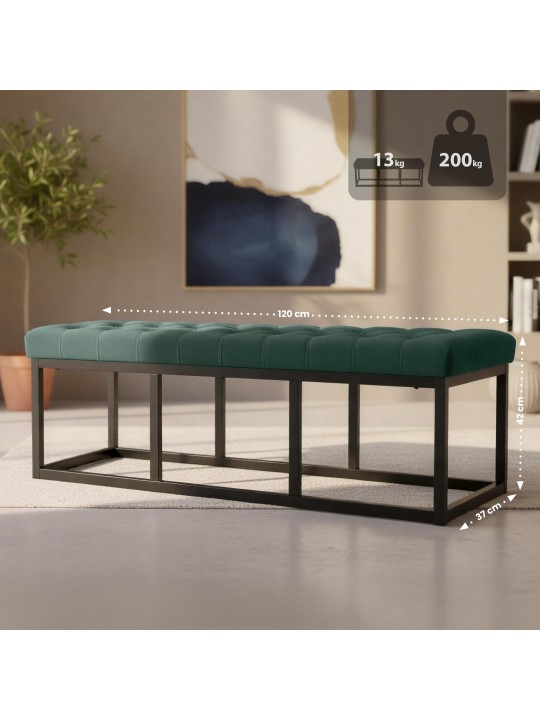 Polson samettipenkki 120 cm, vihreä
