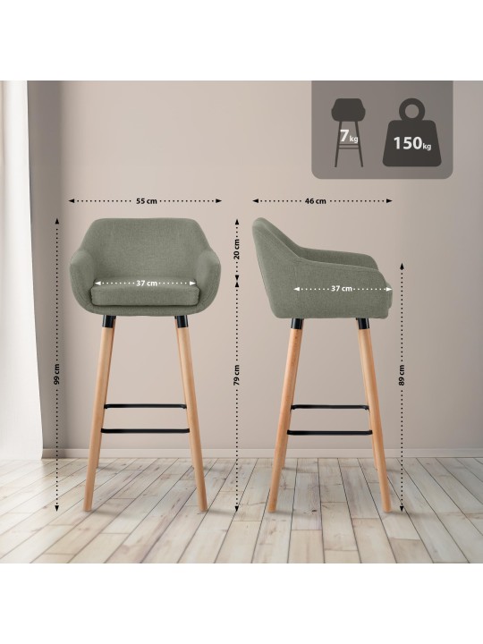 Baarijakkara Grant-kangas, vaaleanharmaa