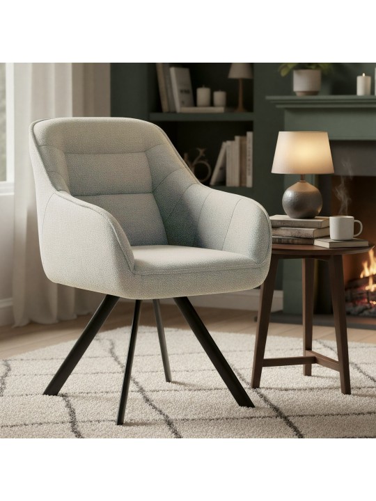 Tuoli Pettuli kangasta, kermanvärinen