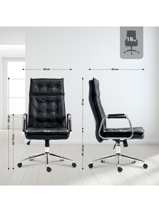 Työtuoli Sotira aitoa nahkaa, musta