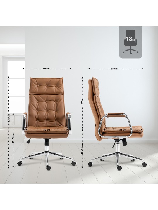 Työtuoli Sotira aitoa nahkaa, vaaleanruskea