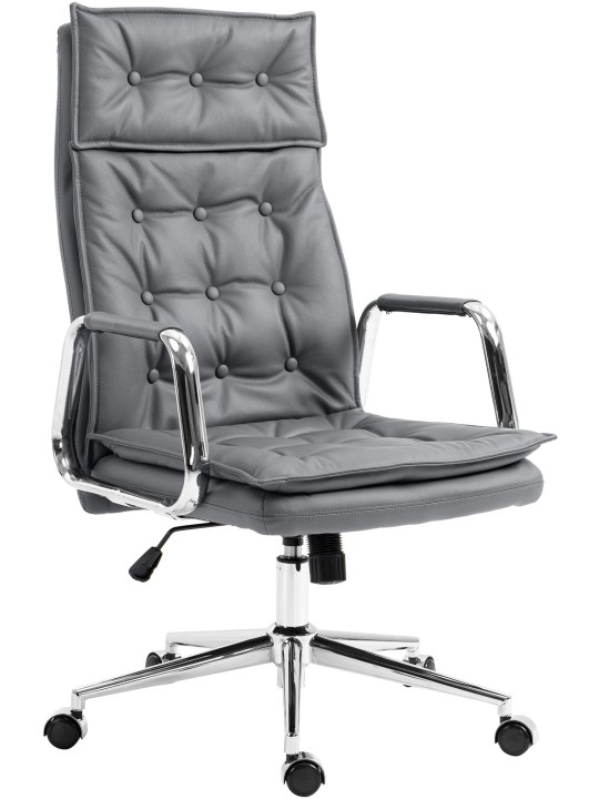 Työtuoli Sotira aitoa nahkaa, harmaa