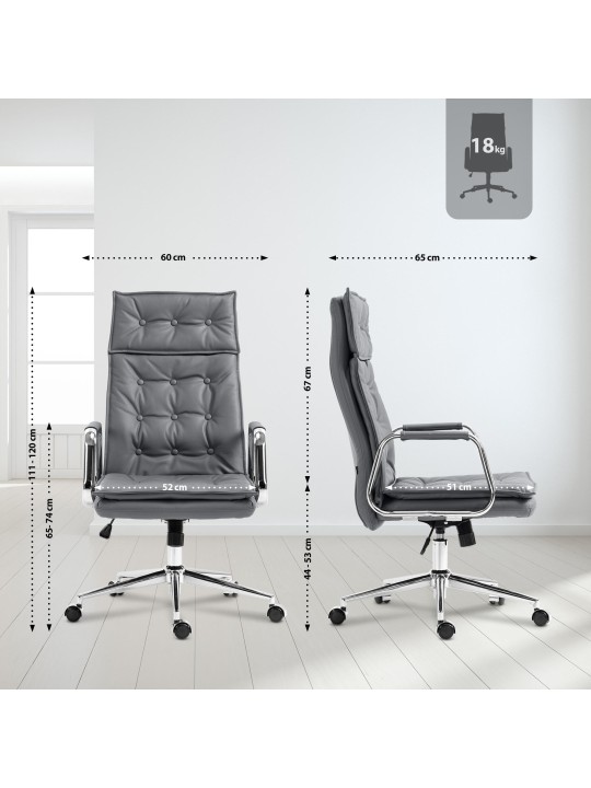 Työtuoli Sotira aitoa nahkaa, harmaa