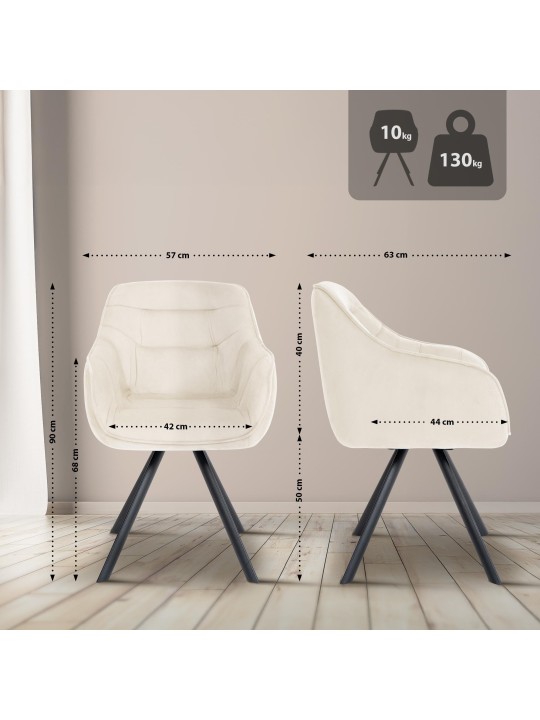 Russel samettituoli, kermanvärinen