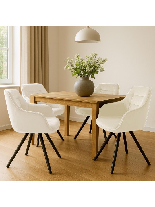 Russel samettituoli, kermanvärinen