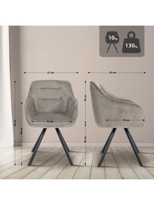 Russel samettituoli, harmaa