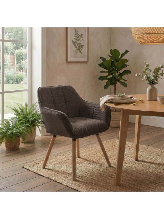 Ruokailuhuoneen tuoli Vienna Cord luonnollinen, ruskea