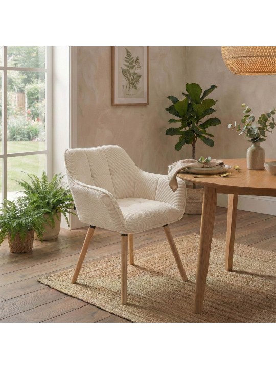 Ruokailuhuoneen tuoli Vienna Cord luonnollinen, kermanvärinen