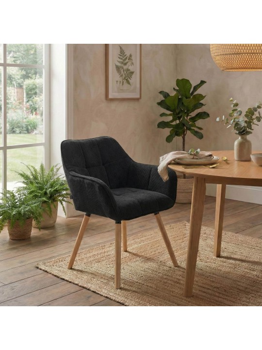 Ruokailuhuoneen tuoli Vienna Cord luonnollinen, musta