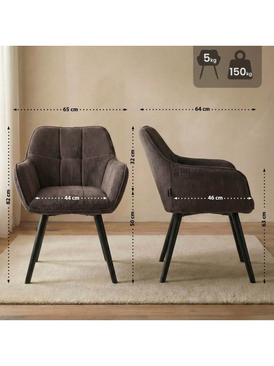 Vienna Cord ruokapöydän tuoli, ruskea