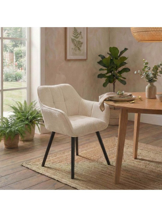 Vienna Cord ruokapöydän tuoli, kermanvärinen