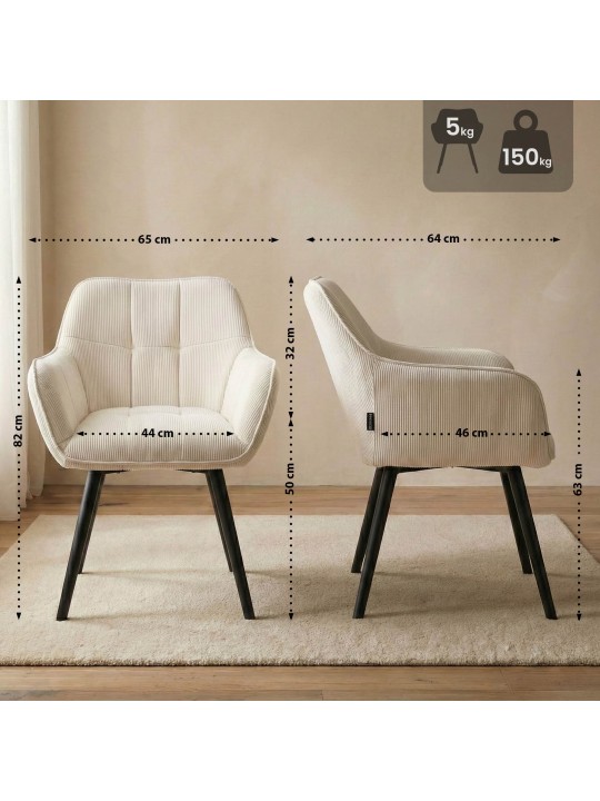 Vienna Cord ruokapöydän tuoli, kermanvärinen