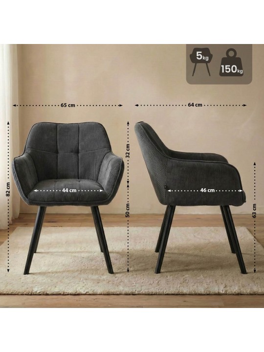 Vienna Cord ruokapöydän tuoli, tummanharmaa Vienna Cord ruokapöydän tuoli, tummanharmaa