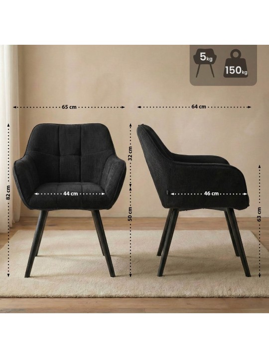 Vienna Cord ruokapöydän tuoli, musta